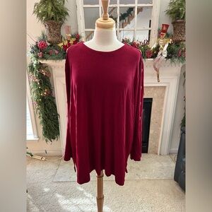 NWT Chico's Deep Red Long Sleeve Travelers Top